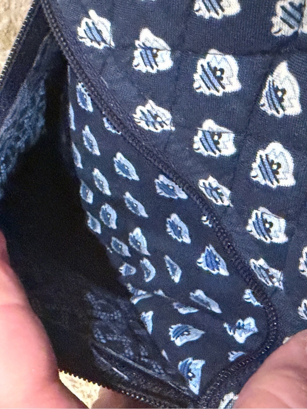 Vera Bradley Mini Backpack Quilted Cotton Navy Blue Medallion - Picture 8 of 12
